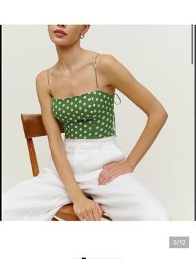 Reformation Meyer Top in Green daisy